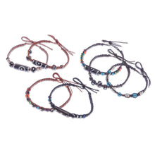Load image into Gallery viewer, Calcite and Sunstone Beaded Macrame Bracelets (Set of 7) - Tribal Tales | NOVICA