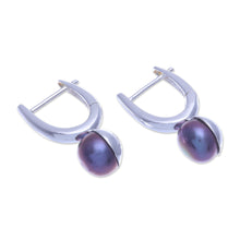 Load image into Gallery viewer, Purple Cultured Pearl Drop Earrings - Mood Lift in Purple | NOVICA
