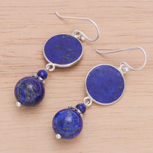 Load image into Gallery viewer, Hand Crafted Lapis Lazuli Dangle Earrings - Loving Moon | NOVICA