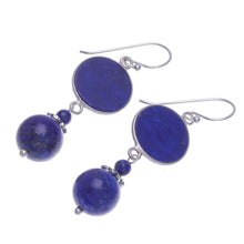 Load image into Gallery viewer, Hand Crafted Lapis Lazuli Dangle Earrings - Loving Moon | NOVICA