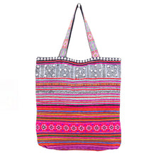 Load image into Gallery viewer, Hmong Cross-Stitch Cotton-Blend Tote Bag - On Vacation | NOVICA