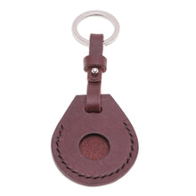 Load image into Gallery viewer, Artisan Crafted Genuine Leather Air Tag Holder with Keyring - Smart Security in Brown | NOVICA