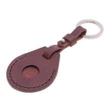 Load image into Gallery viewer, Artisan Crafted Genuine Leather Air Tag Holder with Keyring - Smart Security in Brown | NOVICA