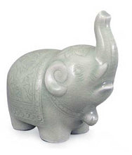 Load image into Gallery viewer, Celadon Ceramic Statuette - Parading Elephant | NOVICA
