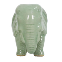 Load image into Gallery viewer, Handcrafted Celadon Ceramic Sculpture - Elephant Power & Tranquility | NOVICA