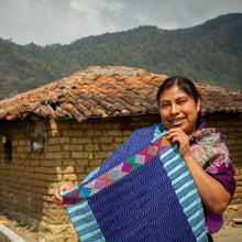 Load image into Gallery viewer, Handwoven Cotton Poncho with Line Patterns in Sand - Lines in the Sand | NOVICA

