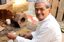 Load image into Gallery viewer, Antique Golden Turtle-Themed Aluminum and Glass Centerpiece - Divine Turtle | NOVICA
