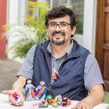 Load image into Gallery viewer, Set of 4 Handcrafted Cotton and Cibaque Men Worry Dolls - Quietness | NOVICA
