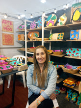 Load image into Gallery viewer, 4 Banana-Themed Wood Coasters Hand-Painted in Colombia - Happy Bananas | NOVICA
