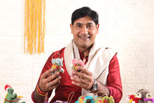 Load image into Gallery viewer, Handmade Set of 4 Owl-Shaped Wool Felt Ornaments from India - Owl Message | NOVICA
