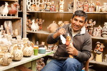 Load image into Gallery viewer, Ceramic Christmas Nativity Scene in Red from Peru - Birth Beneath the Red Tree | NOVICA
