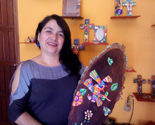 Load image into Gallery viewer, Hand-Painted Folk Art-Themed Pinewood Wall Cross - Nature &amp; Peace | NOVICA
