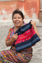Load image into Gallery viewer, Handloomed Strawberry Cotton Cushion Cover from Guatemala - Striped Strawberry | NOVICA
