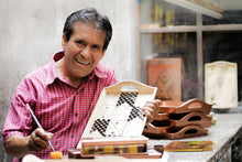 Load image into Gallery viewer, Purple and Blue Reverse-Painted Glass Decorative Box - Margarita Bliss in Blue | NOVICA
