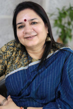 Load image into Gallery viewer, India Blue Cotton Chambray Blouse with Hand Embroidery - Charming Bouquet | NOVICA
