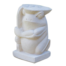 Load image into Gallery viewer, Handcrafted Sandstone Sculpture - Frog with a Leaf | NOVICA
