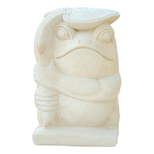 Load image into Gallery viewer, Handcrafted Sandstone Sculpture - Frog with a Leaf | NOVICA
