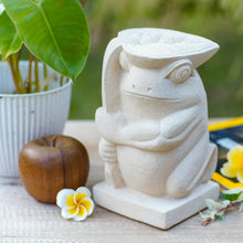 Load image into Gallery viewer, Handcrafted Sandstone Sculpture - Frog with a Leaf | NOVICA
