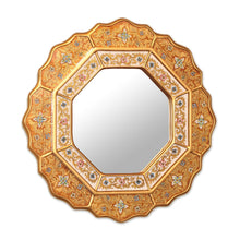 Load image into Gallery viewer, Collectible Reverse Painted Glass Handmade Mirror - Golden Star | NOVICA
