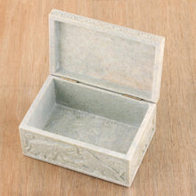 Load image into Gallery viewer, Carved Elephant and Lion Soapstone Jewelry Box from India - Wild Animals | NOVICA
