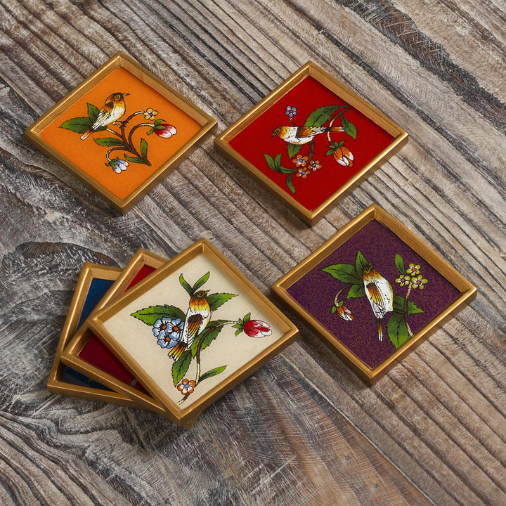 Glass coasters (Set of 6) - Birds of Peace | NOVICA