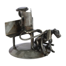 Load image into Gallery viewer, Auto Part Sculpture Recycled Metal Art Man and Dog Mexico - Rustic Friends | NOVICA
