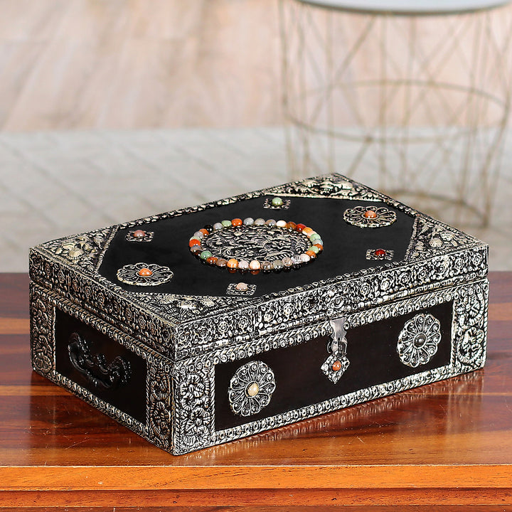 Repousse Brass Jewelry Box - Antique Sophistication | NOVICA