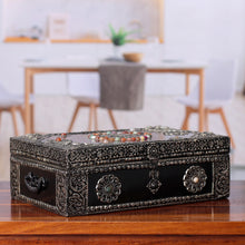 Load image into Gallery viewer, Repousse Brass Jewelry Box - Antique Sophistication | NOVICA
