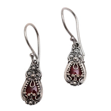 Load image into Gallery viewer, Sterling Silver Garnet Dangle Earrings - Red Blossoms | NOVICA
