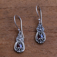 Load image into Gallery viewer, Sterling Silver Garnet Dangle Earrings - Red Blossoms | NOVICA
