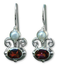 Load image into Gallery viewer, Sterling Silver Garnet Drop Earrings - Sunrise Spirit | NOVICA
