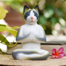 Load image into Gallery viewer, Unique Wood Cat Sculpture - Cat in Meditation | NOVICA
