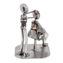 Load image into Gallery viewer, Metal Barber Sculpture Recycled Auto Parts Handmade Mexico - Haircut | NOVICA
