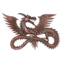 Load image into Gallery viewer, Suar Wood Wall Sculpture - Flying Dragon | NOVICA
