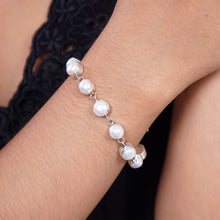 Load image into Gallery viewer, Pearl Sterling Silver Link Bracelet - Sterling Contrasts | NOVICA
