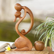 Load image into Gallery viewer, Suar Wood Family Sculpture - A Mother's Kiss | NOVICA
