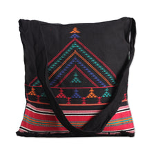 Load image into Gallery viewer, Embroidered Cotton Shoulder Bag - Night Colors | NOVICA
