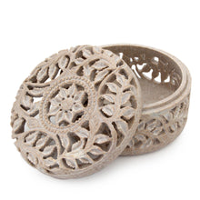 Load image into Gallery viewer, Handmade Jali Soapstone Jewelry Box - Floral Arabesque | NOVICA
