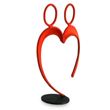 Load image into Gallery viewer, Romantic Red Relationship and Wedding Sculpture of Steel - Alliance | NOVICA
