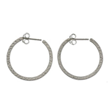 Load image into Gallery viewer, Women's Sterling Silver Half Hoop Earrings - Moon Walk | NOVICA
