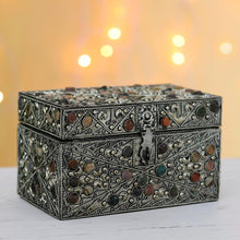 Load image into Gallery viewer, Repousse Brass Jewelry Box - Majestic View | NOVICA
