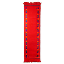 Load image into Gallery viewer, Handcrafted Cotton Red Runner Table Linen - Festive India | NOVICA

