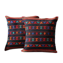 Load image into Gallery viewer, Artisan Crafted Cotton Patterned Cushion Covers (Pair) - Summer Jazz | NOVICA
