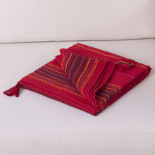 Load image into Gallery viewer, Alpaca Wool Blend Red Throw Blanket - Red Butterfly | NOVICA
