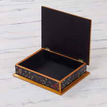 Load image into Gallery viewer, Reverse Painted Glass Jewelry Box - Night Flutters | NOVICA
