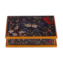 Load image into Gallery viewer, Reverse Painted Glass Jewelry Box - Night Flutters | NOVICA
