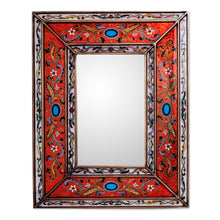 Load image into Gallery viewer, Rectangular Reverse Painted Glass Wall Mirror from Peru - Orange Cajamarca Warmth | NOVICA
