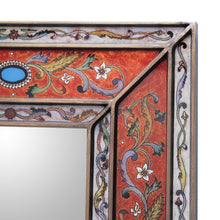 Load image into Gallery viewer, Rectangular Reverse Painted Glass Wall Mirror from Peru - Orange Cajamarca Warmth | NOVICA
