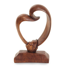 Load image into Gallery viewer, Romantic Wood Sculpture - Heart Bond | NOVICA
