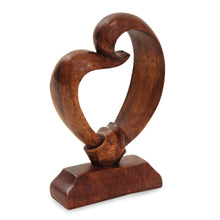 Load image into Gallery viewer, Romantic Wood Sculpture - Heart Bond | NOVICA
